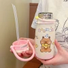High appearance level, large-capacity insulated cup, 316 stainless steel, cute for girls, double-mouthed straw cup, portable insulated water cup Specification image